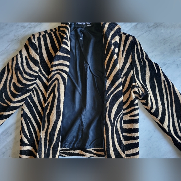 Black and Tan Blazer with Zebra Print - Picture 7 of 7